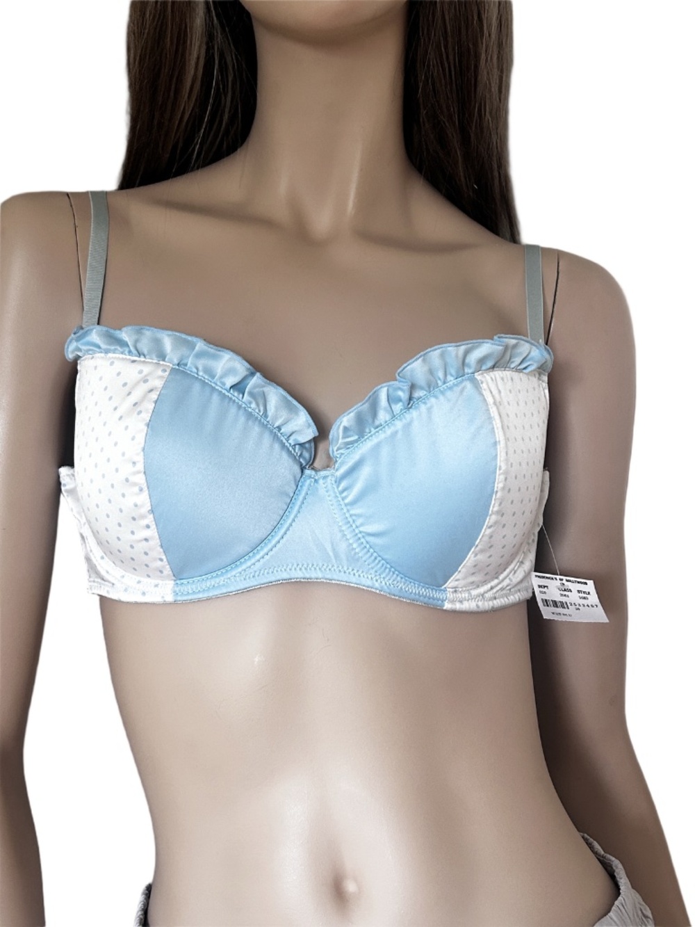 Frederick's of Hollywood Underwire Bra Demi Satin Ruffle Padded Vintage Inspired